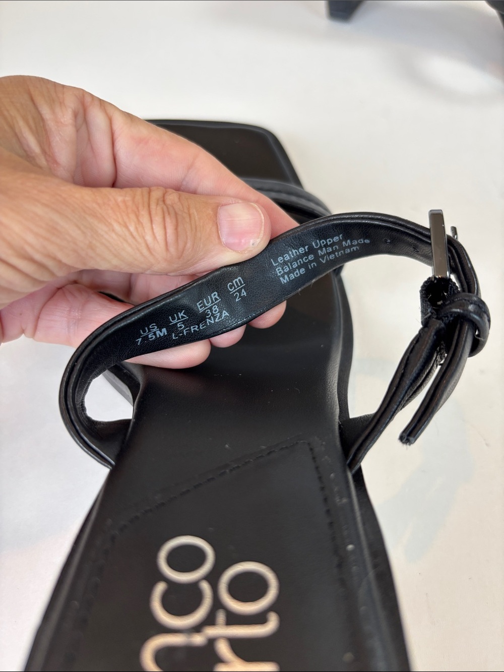 Franco Sarto Black Square Toe Buckle Strap Block Heel Sandals Size 7.5 NEW! - Picture 8 of 8